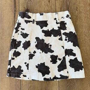 Chic Black and White Cow Print Mini Skirt